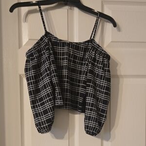 Charlotte Russe Black and White Checkered Crop Top